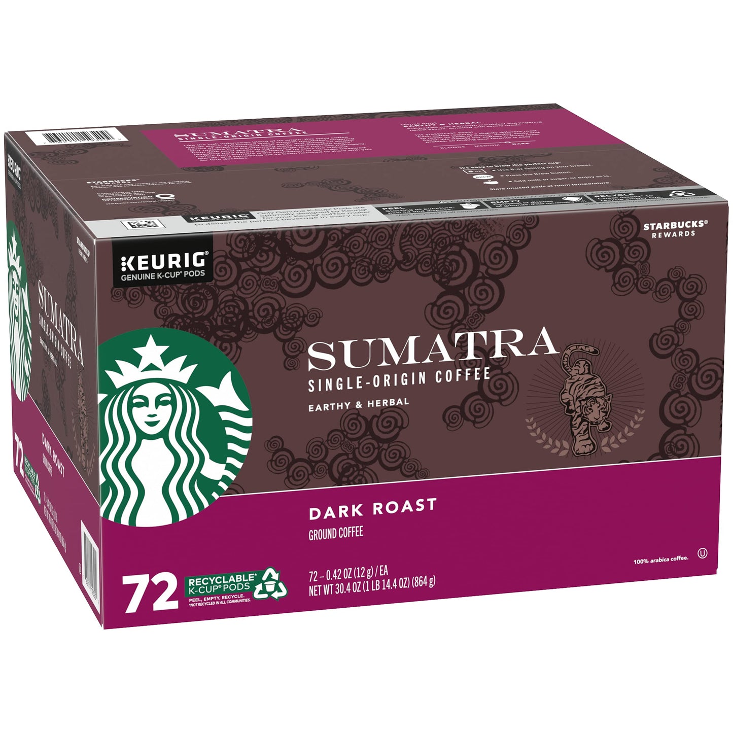 Starbucks 72 Count Sumatra Coffee, 0.41 Ounce