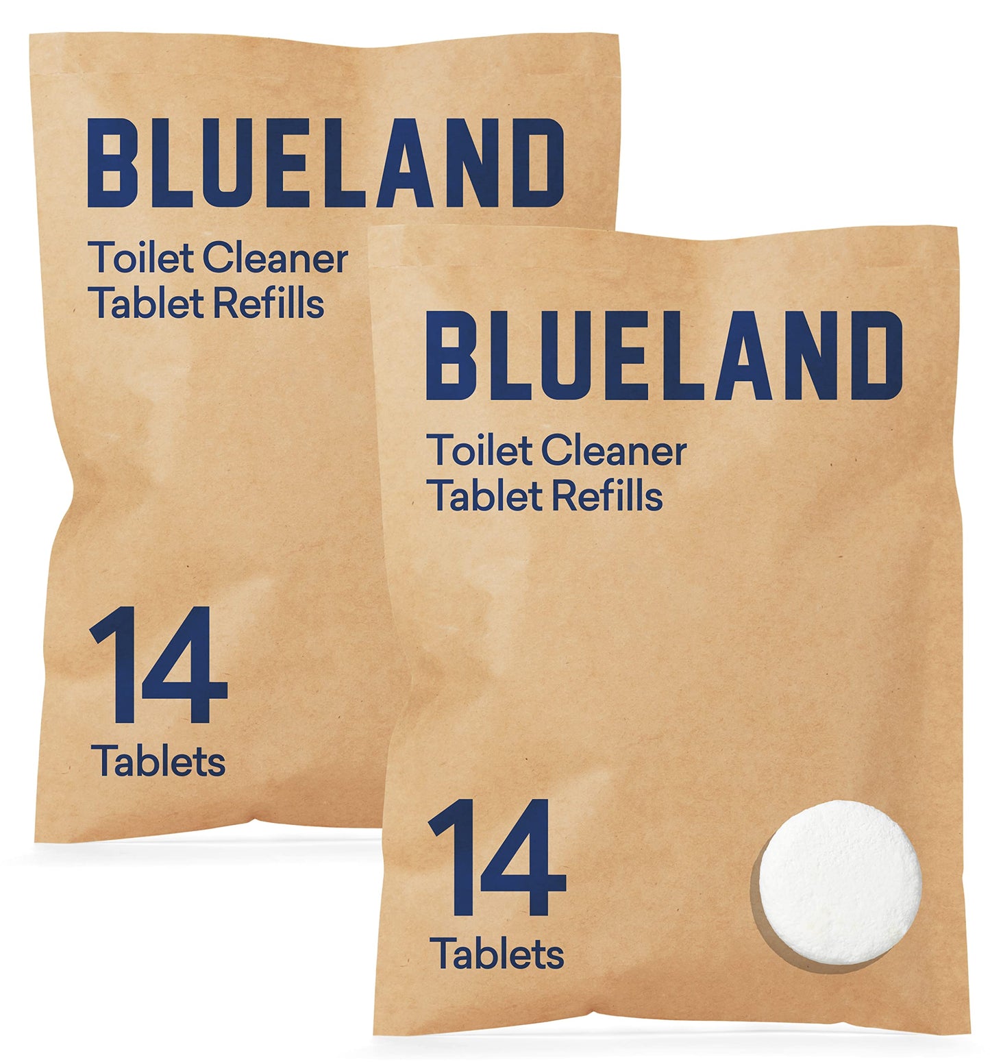BLUELAND Toilet Bowl Cleaner Refill 2 Pack - Eco Friendly Products & Cleaning Supplies - No Harsh Chemicals, Plant-Based - Lemon Cedar - 28 tablets