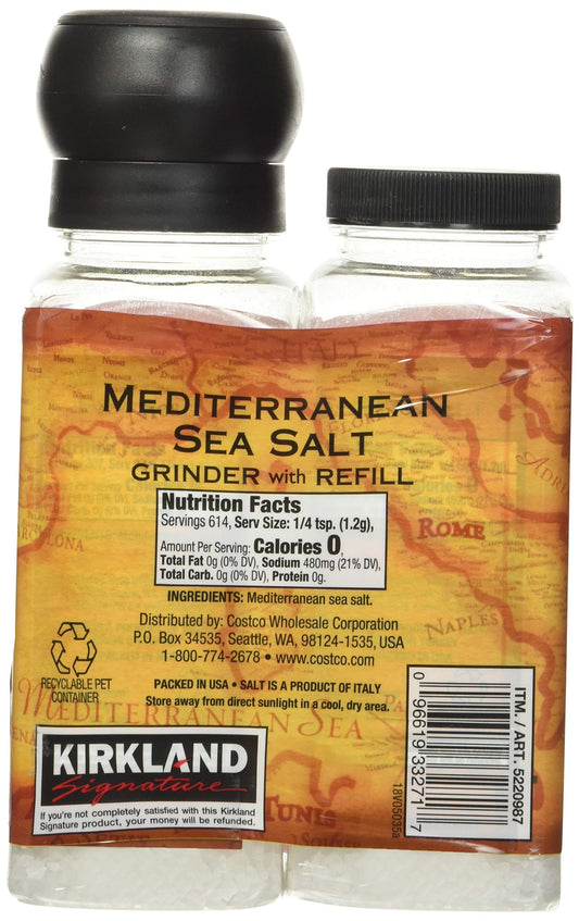 Kirklands Signature Mediterranean Sea Salt Grinder with Refill