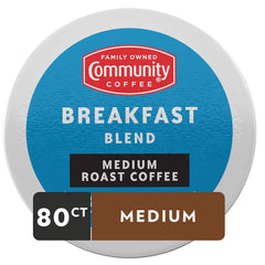 Community Coffee Breakfast Blend 80 Count Coffee Pods, Medium Roast, Compatible with Keurig 2.0 K-Cup Brewers, Box of 80 Pods
