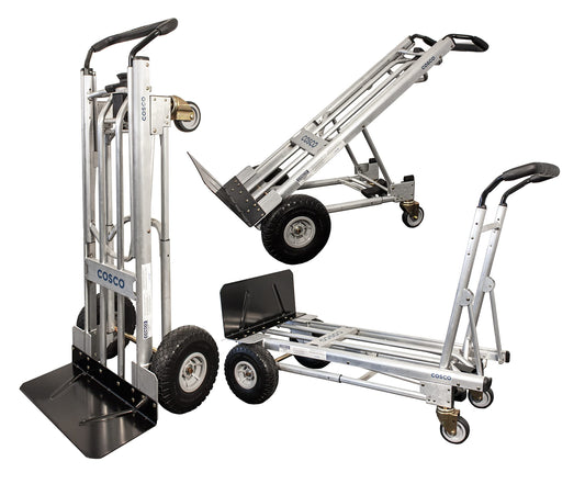 Jumbo 3-in-1 Multi Aluminium Sack Truck up to 450 kg Heavy Duty Transport Trolley Large Wheels Ergonomic Handle Transport Hand Truck Cosco Stacking Trolley Multifunctional