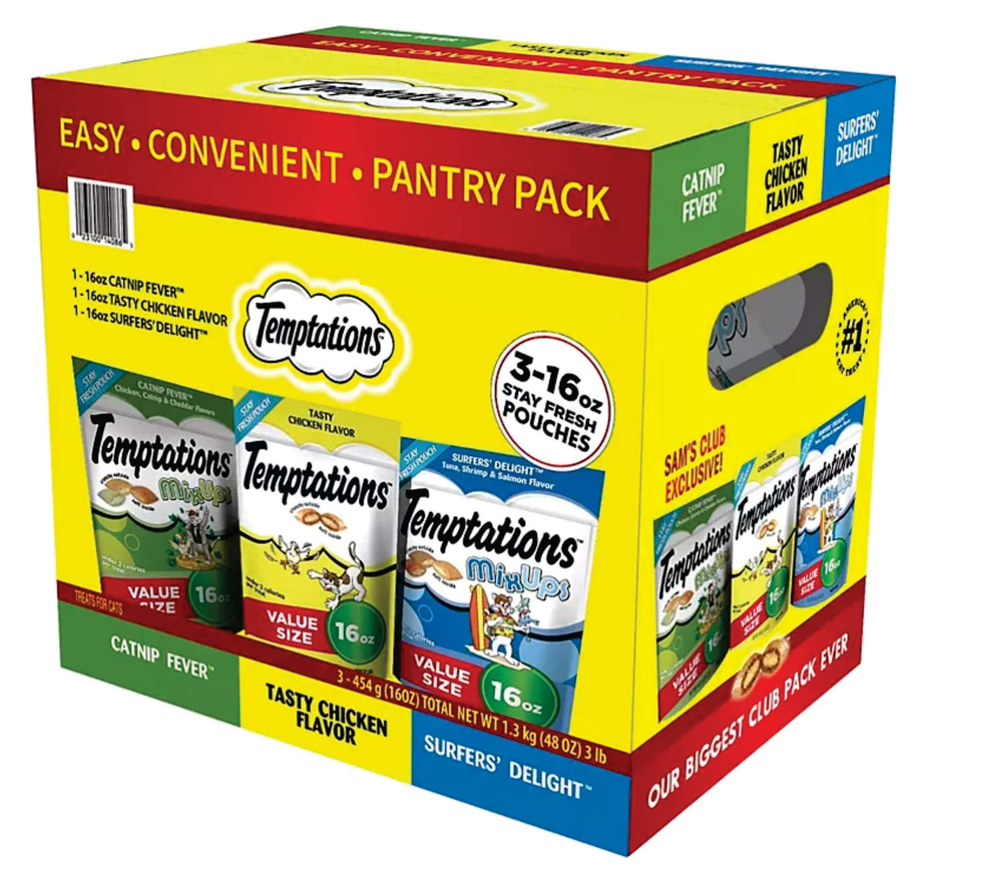 Temptations Cat Treats Stay Fresh Pouches, Flavor Variety Pack (3 ct.)