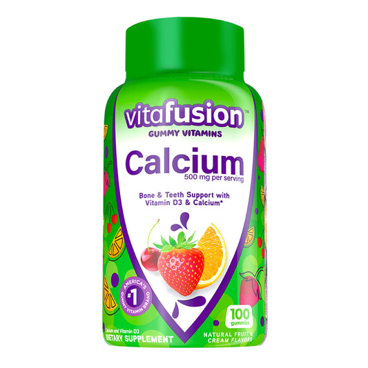 vitafusion Calcium Gummy Vitamins, Fruit and Cream Flavored Chewable Calcium Vitamins, 100 Count