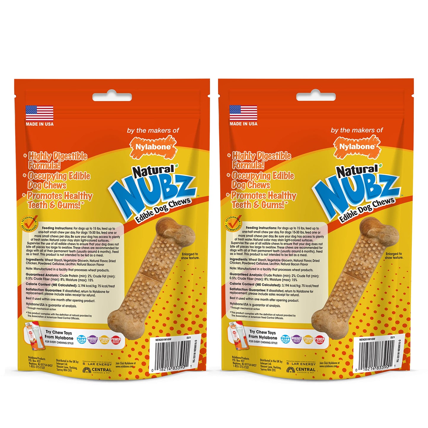 Nylabone Nubz Chicken Dog Treats I All Natural Edible Chew Treats for Dogs l Made in USA l 2 (16 Count) Small - Up to 30 lbs.