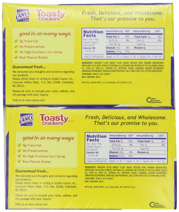 Lance Fresh Toasty Crackers with rich peanut butter sandwich crackers (40 packs) alternate view