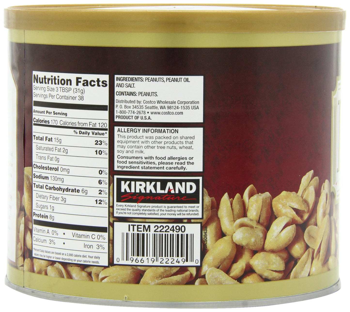 Kirkland Signature Super XL VA Peanuts, 40 Ounce, Light Brown