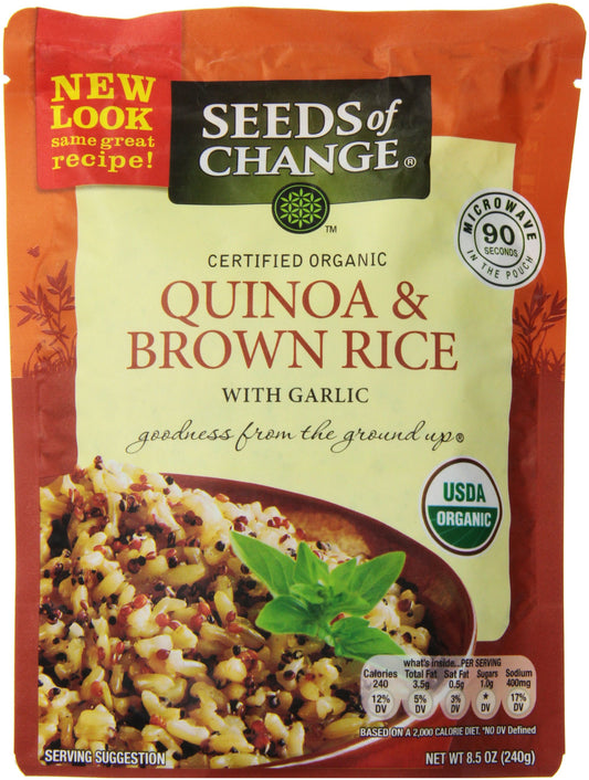 Seeds of Change Quinoa & Brown Rice with garlic, 8.5 oz (Pack of 6)