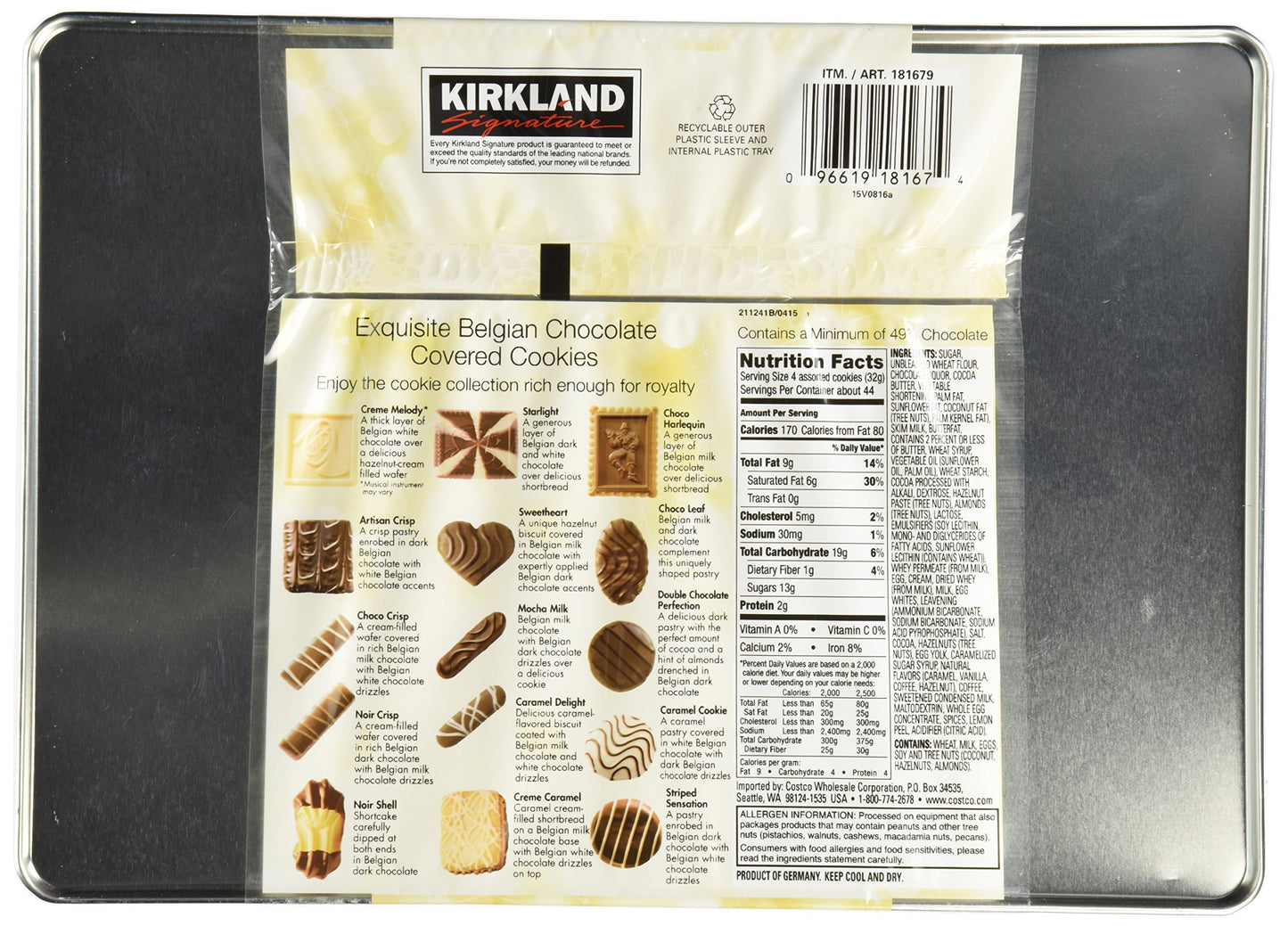 Cos-Sl Kirkland European Cookies with Belgian Chocolate 15 Variety Flavors Of 49.4 Ounce (Pack of 1)