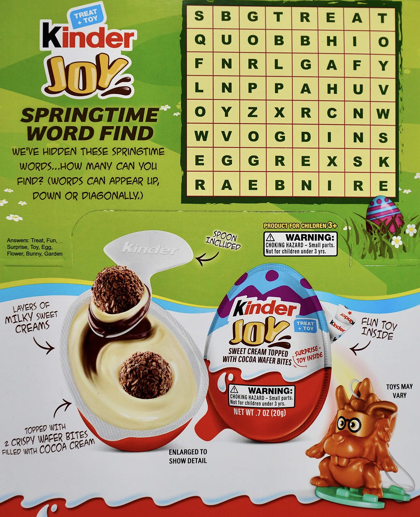 Kinder Joy Treat + Easter Spring Toys Sweet Creme Cocoa Wafer, 12 Eggs