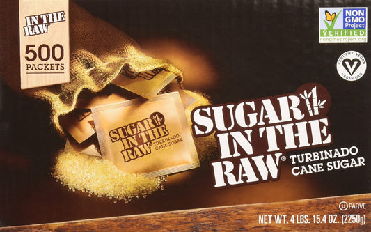 Sugar Packets, Raw Sugar, 0.18 oz Packets, 500 per Carton