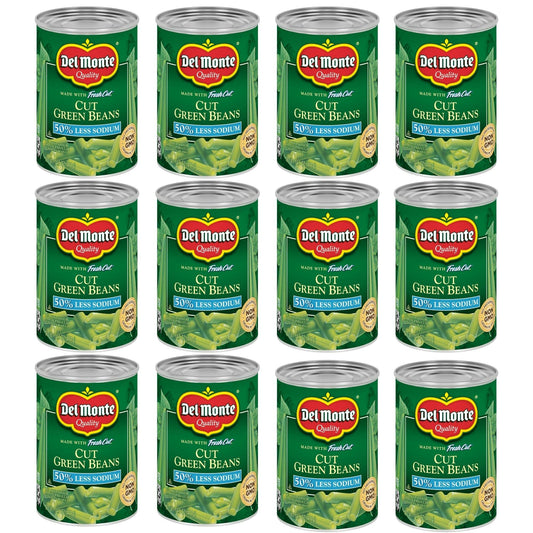 Del Monte Canned Fresh Cut Blue Lake Low Sodium Cut Green Beans, 14.5-Ounce (Pack of 12)