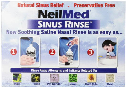 NeilMed Sinus Rinse - 2 squeeze Bottles 240mL (8fl oz) & Nasamist Saline Spray 75mL - 250 Premixed Packets - BONUS Nasa Mist Saline Spray - Value Pack