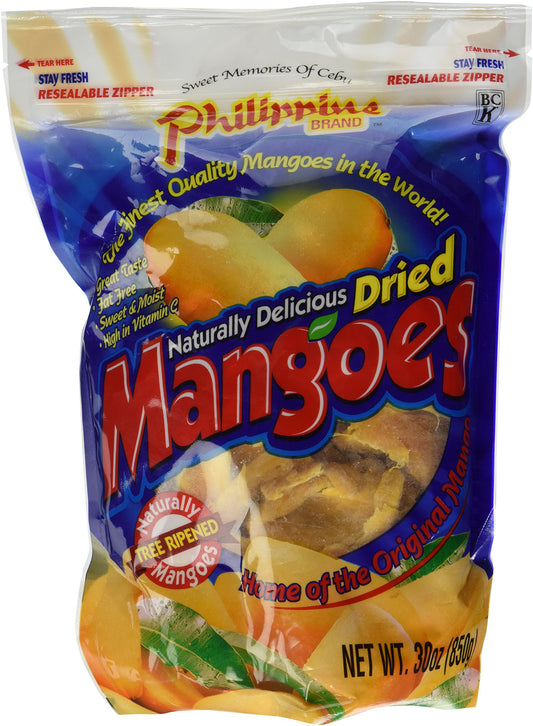 Philippine Brand Naturally Delicious Dried Mangoes Tree Ripened 30 Ounces - Pack of 2