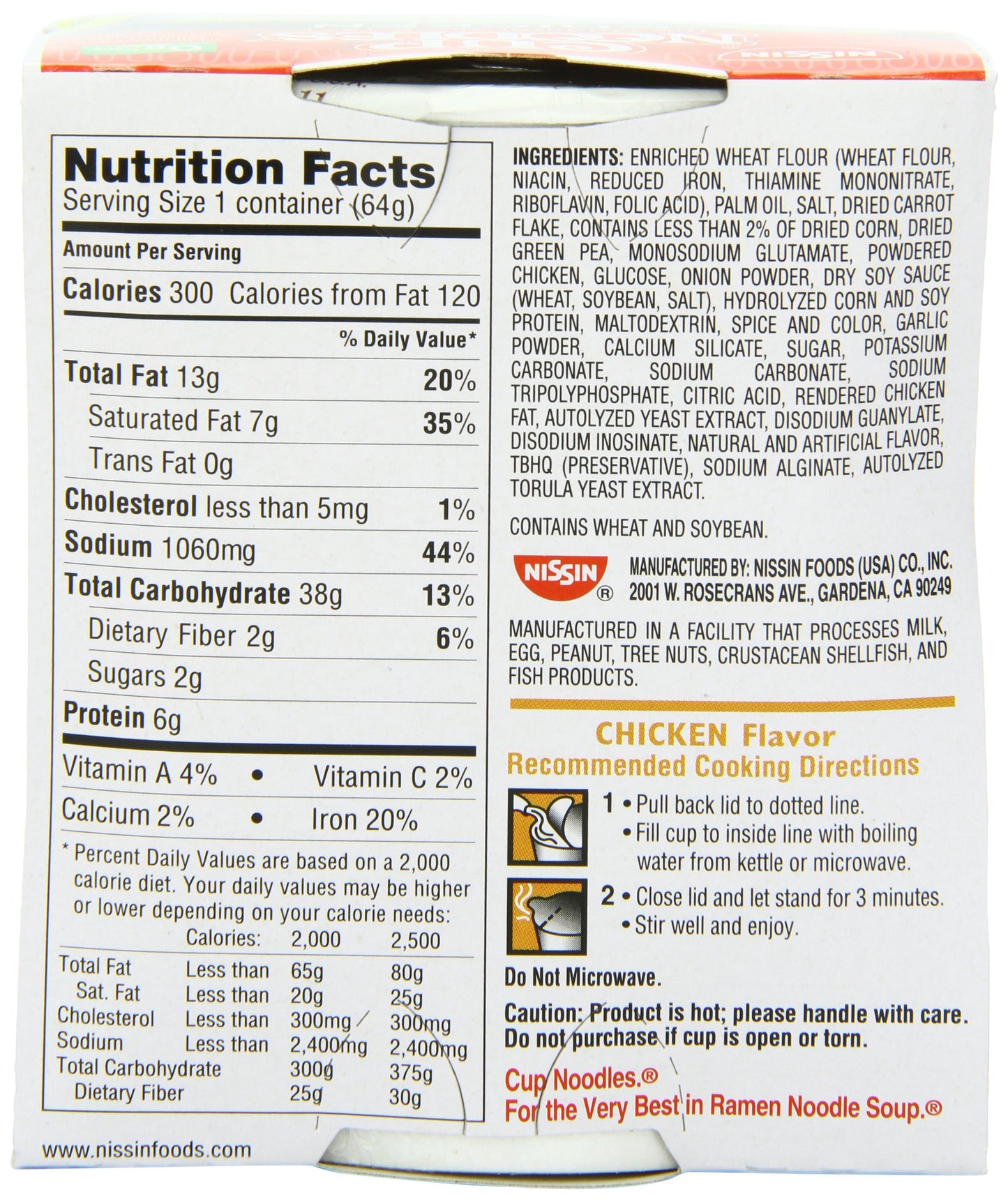 Nissin Cup Noodles Ramen Noodle Soup, Chicken, 2.25 Ounce (Pack of 12)