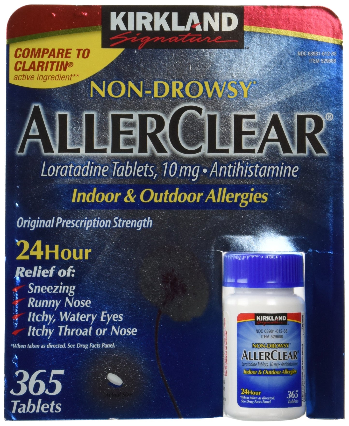 Kirkland Signature Non Drowsy Allerclear Loratadine Tablets, Antihistamine, 10mg, 365-Count Personal Healthcare/Health Care