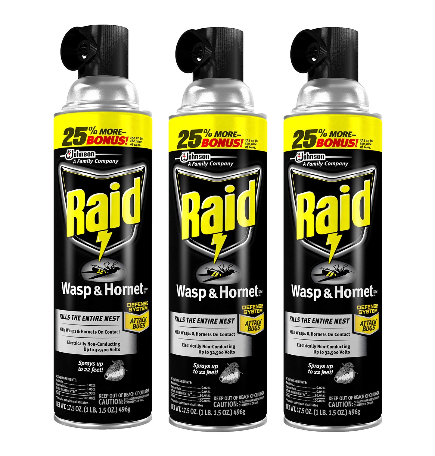 Raid Wasp and Hornet Killer, 17.5 OZ (Pack of 3)