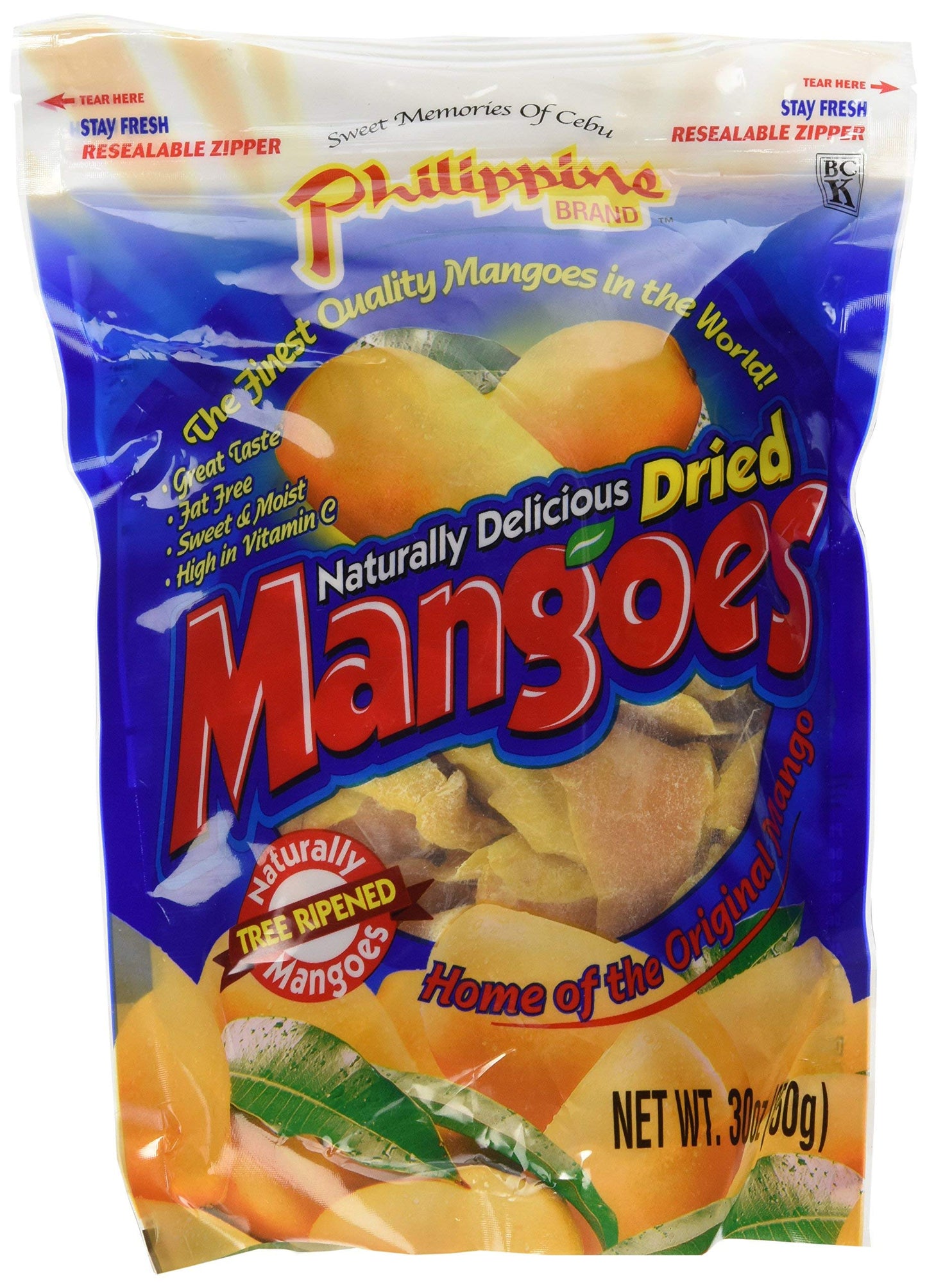 Philippine Brand Naturally Delicious Dried Mangoes Tree Ripened Value Bag 3Pack (30 Ounces) i@G$$ds