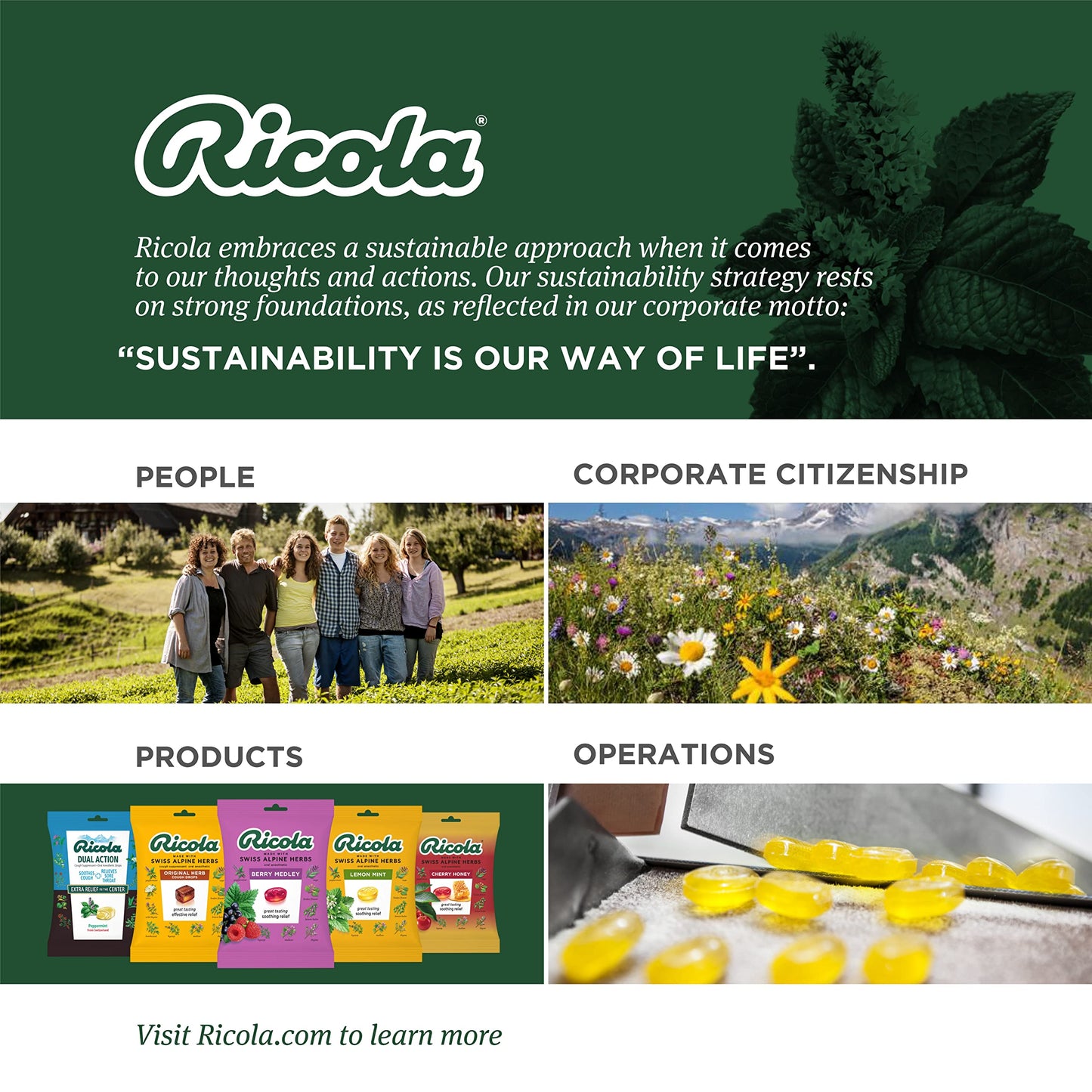 Ricola Herbal Throat Drops Lemon Mint Sugar Free, 105 Count (2 Pack)