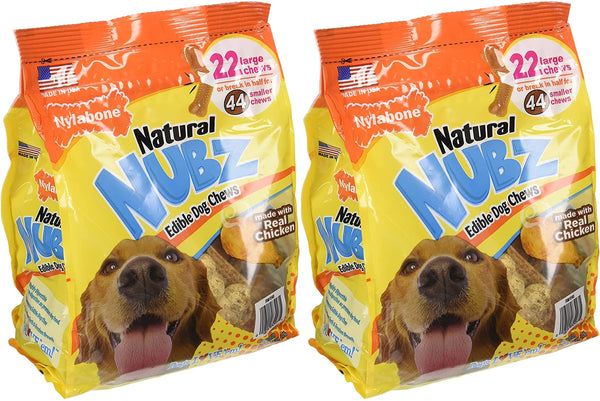 (pack of 2) Nylabone Natural Nubz Edible Dog Chews 22ct. (2.6lb/bag) -Total 5.2lb (Limited Edition)