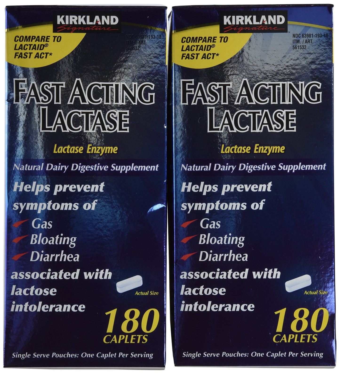 Kirkland Signature Fast Acting Lactase, (2 Pack), 360 Ct Caplets