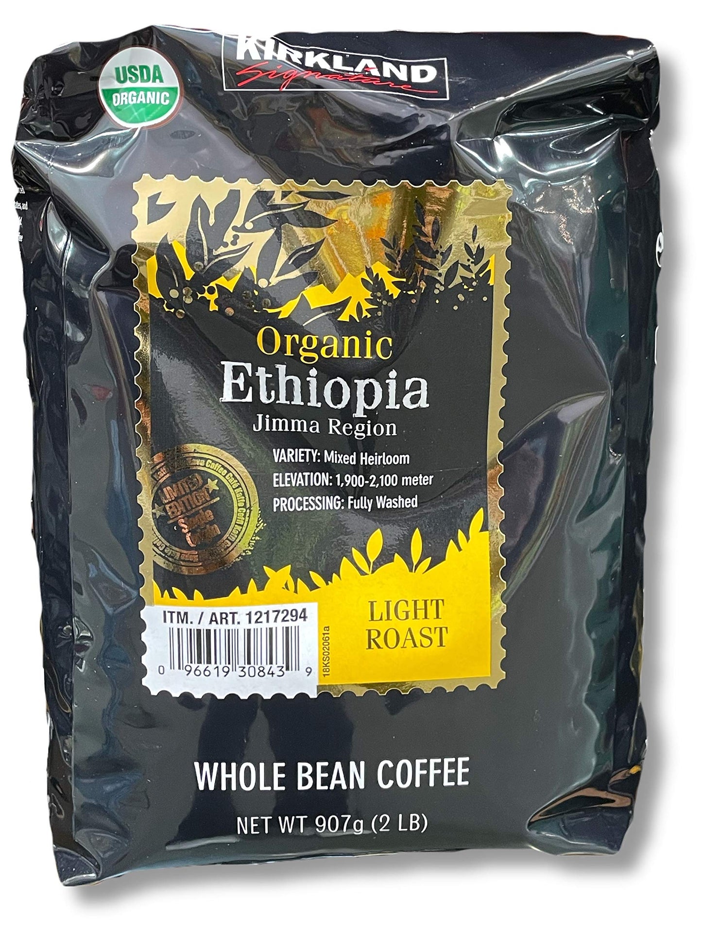 Kirkland Signature Organic Ethiopia Whole Bean Coffee 2LB