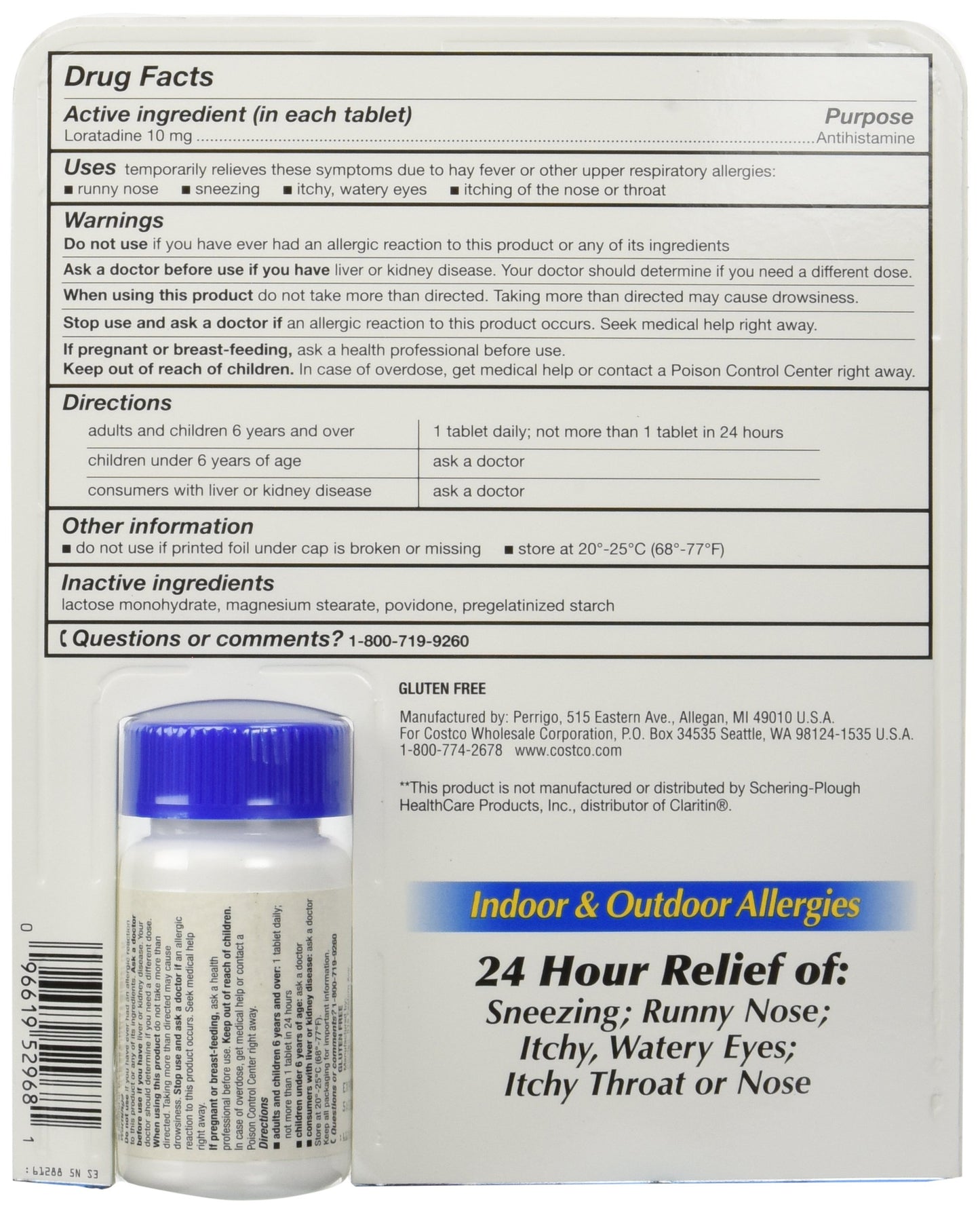 Kirkland Signature Non Drowsy Allerclear Loratadine Tablets, Antihistamine, 10mg, 365-Count Personal Healthcare/Health Care