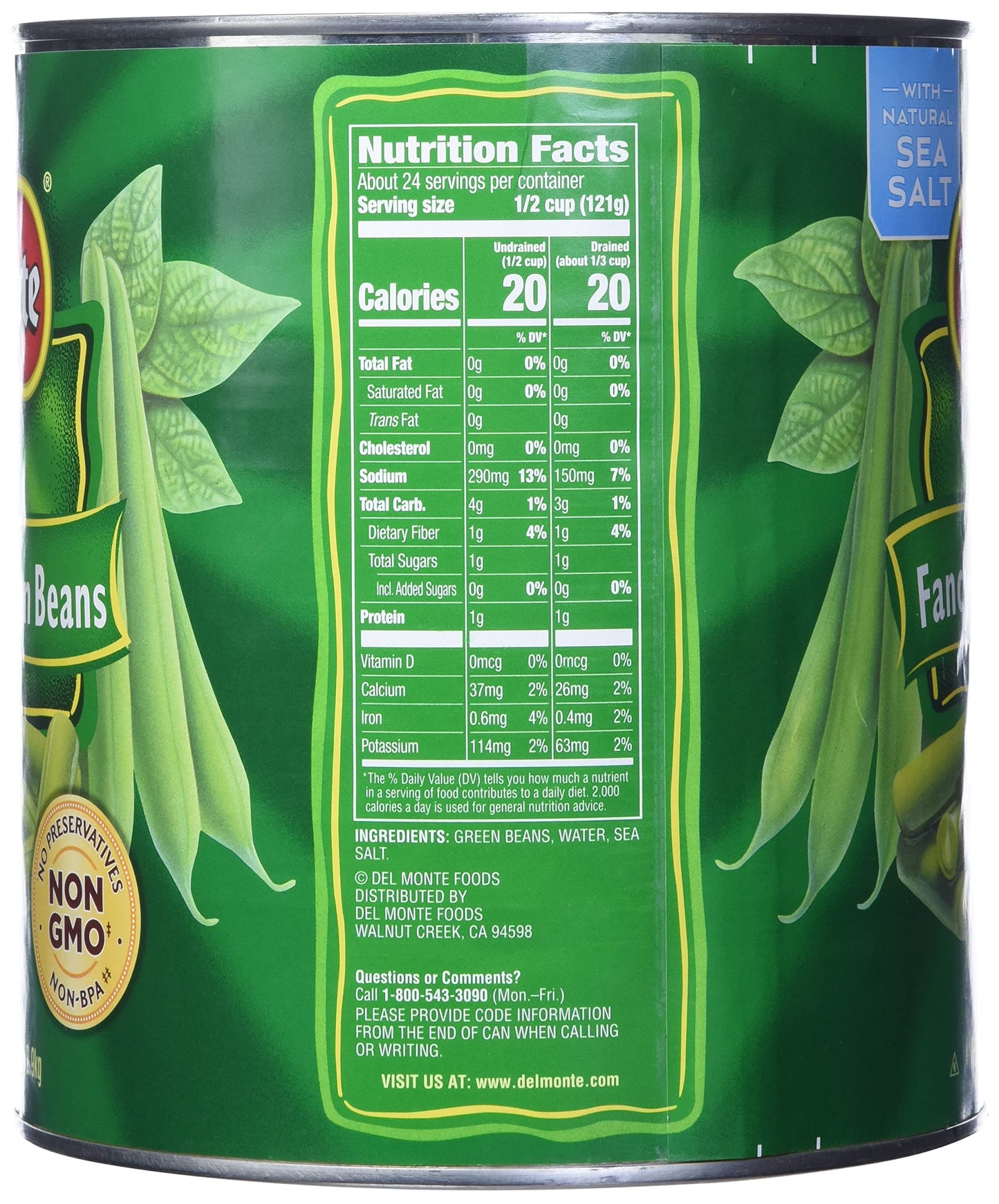 Del monte blue cut green beans 6.3 lb