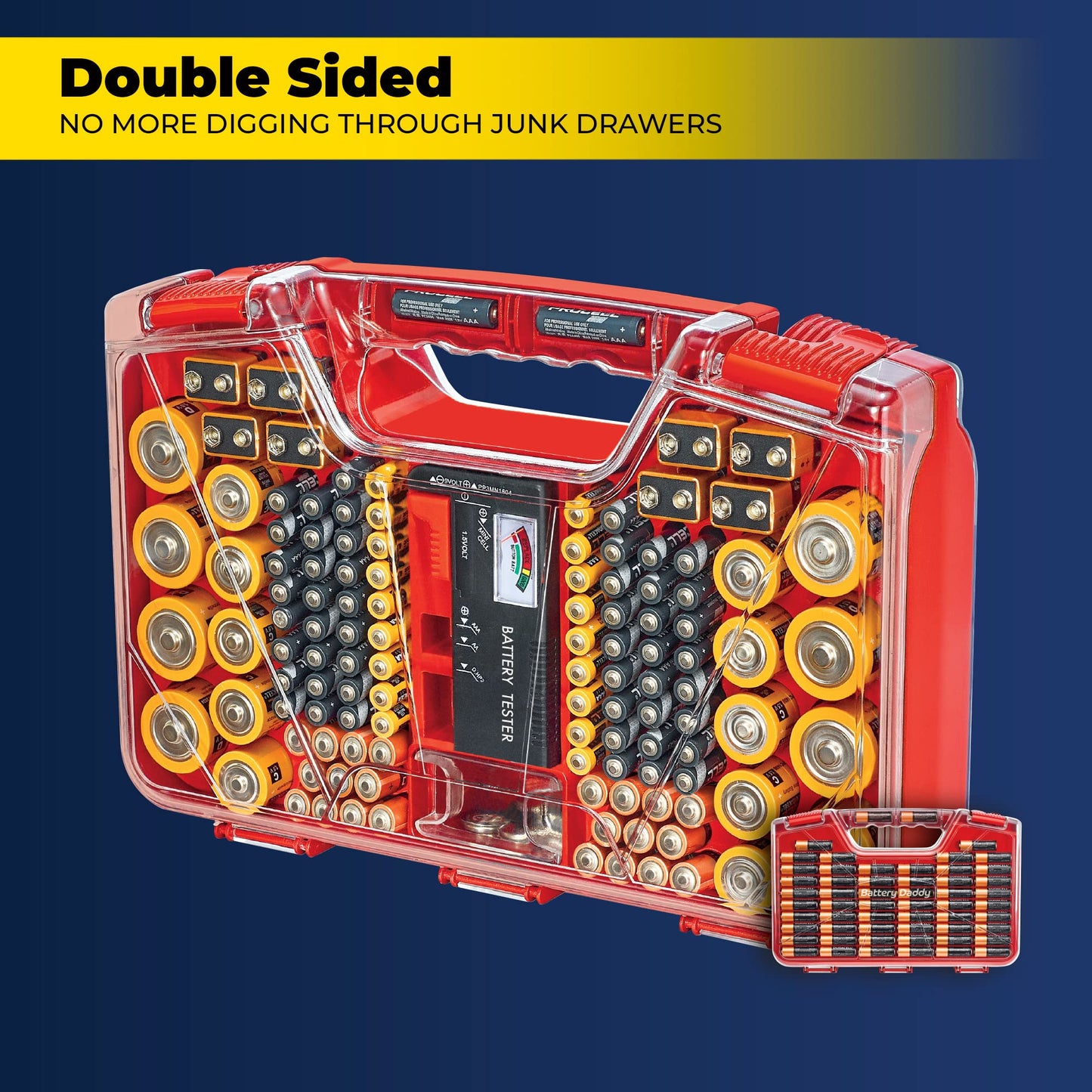 Ontel Battery Daddy 180 Battery Organizer and Storage Case with Tester, 1 Count, As Seen on TV