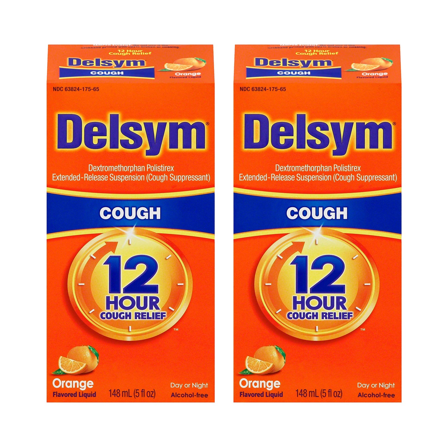 Delsym Adult Cough Suppressant Liquid, Orange Flavor, 5 Ounce (Pack of 2)