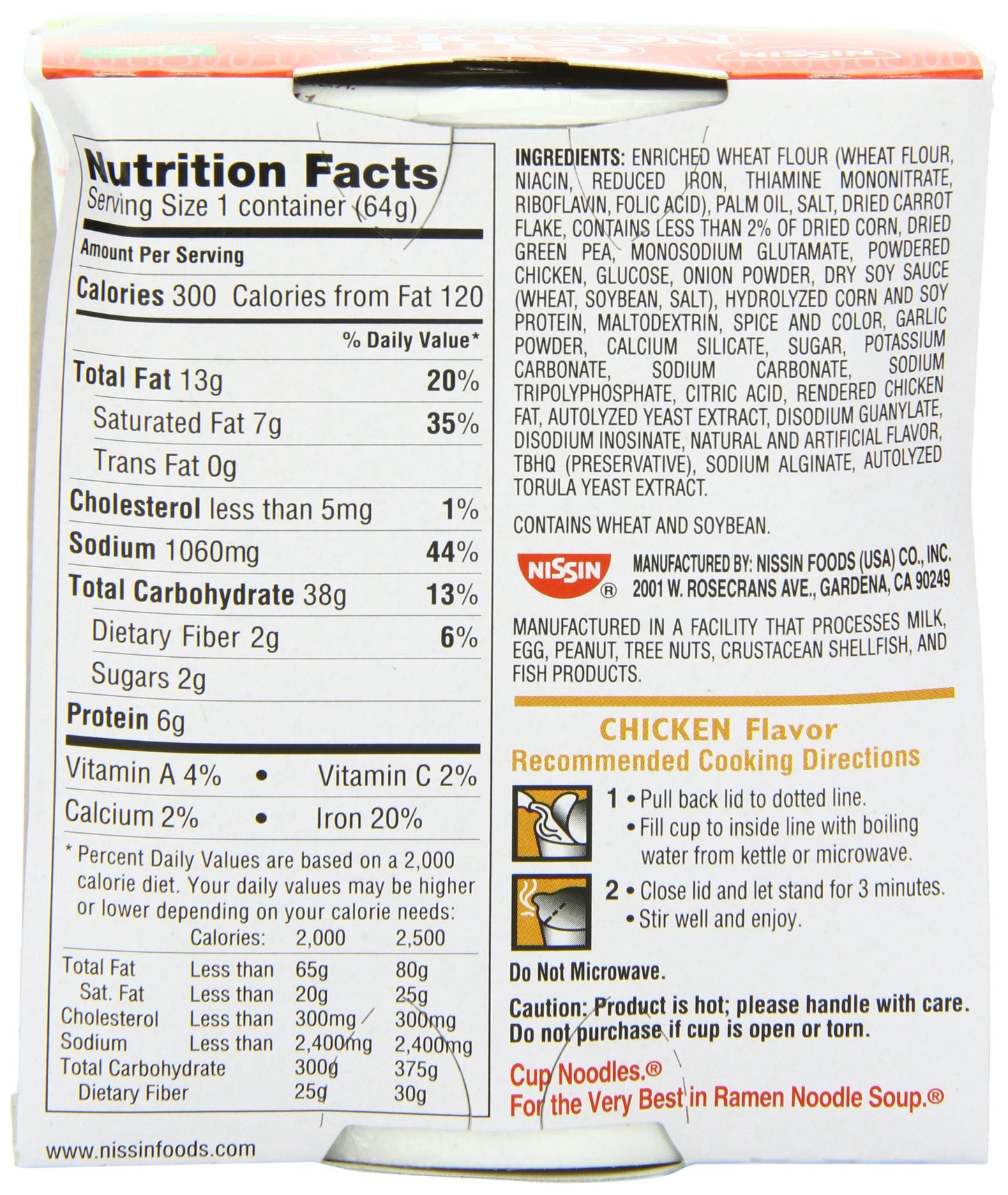 Nissin Cup Noodles Ramen Noodle Soup, Chicken, 2.25 Ounce (Pack of 12)