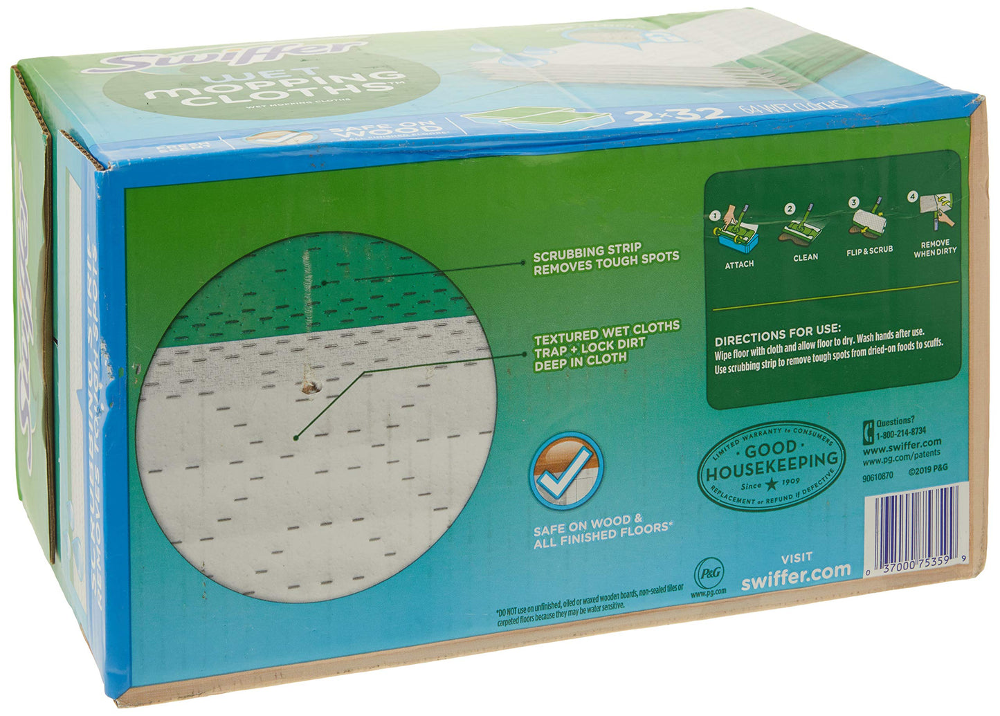 Swiffer Sweeper Wet Mopping Cloths Refills Open Window Fresh 32 Count Pack of 2