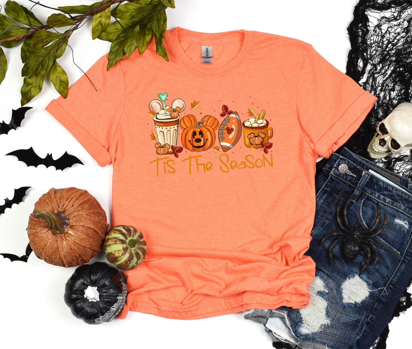 Mickey Ears Disney Halloween Coffee Tis The Season Shirt, Disney 2023 Halloween T-Shirt, Disney Fall Thanksgiving Pumpkin Latte Gift Tee,