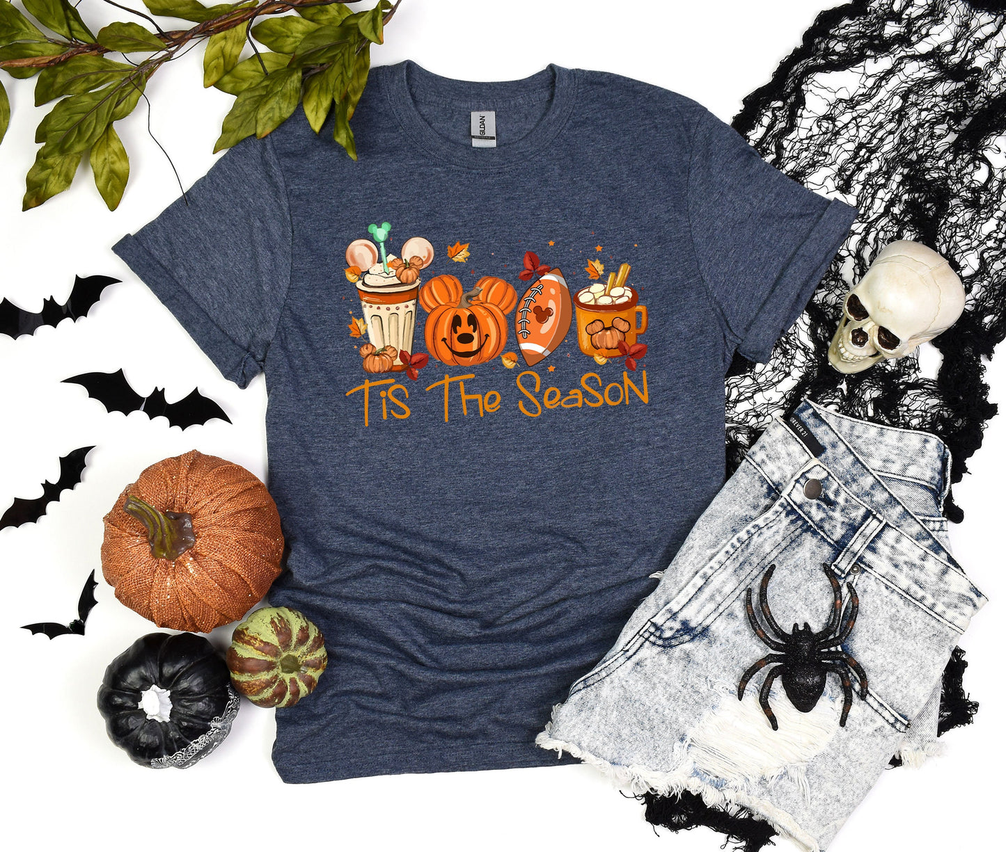 Mickey Ears Disney Halloween Coffee Tis The Season Shirt, Disney 2023 Halloween T-Shirt, Disney Fall Thanksgiving Pumpkin Latte Gift Tee,