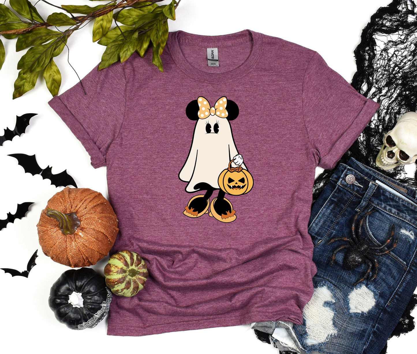 Minnie Ghost Halloween Shirt, Disney Retro Minnie Spooky Season Tee, Minnie's Not So Scary Halloween T-Shirt, Halloween Gift Pumpkin Shirt