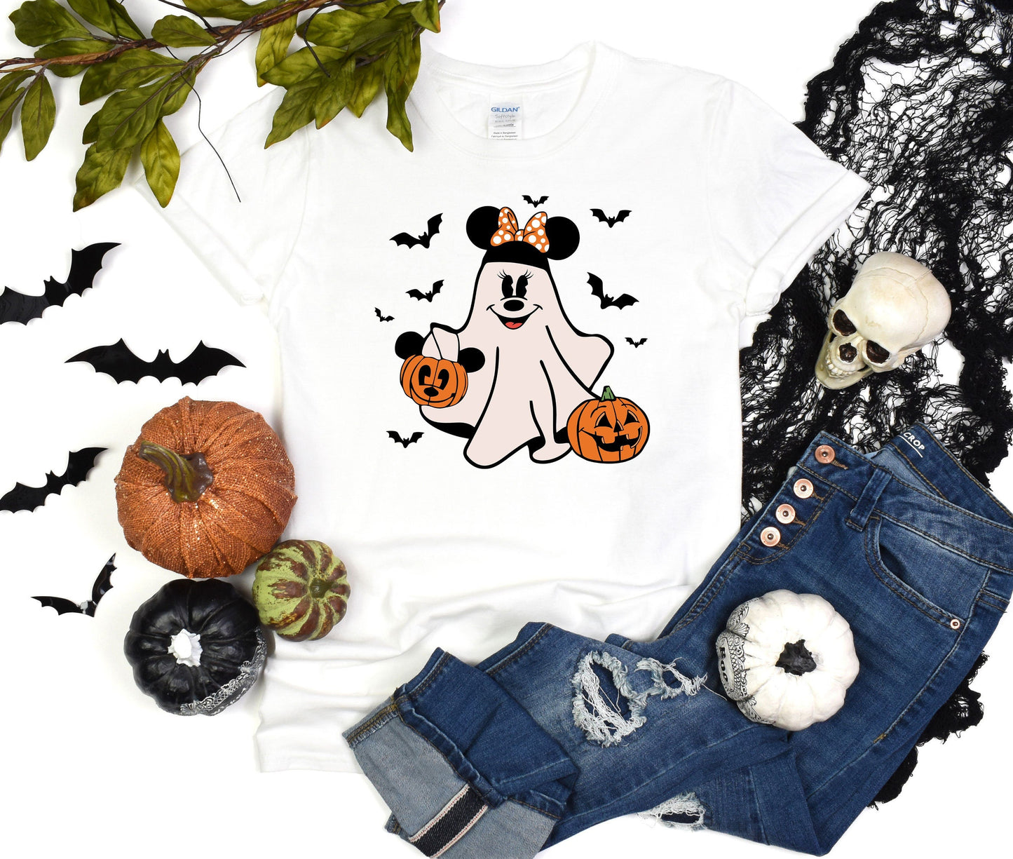 Disney Minnie Boo Ghost Halloween Shirt, Retro Minnie Spooky Season Tee, Halloween Pumpkin Shirt, Minnie Pumpkin T-Shirt
