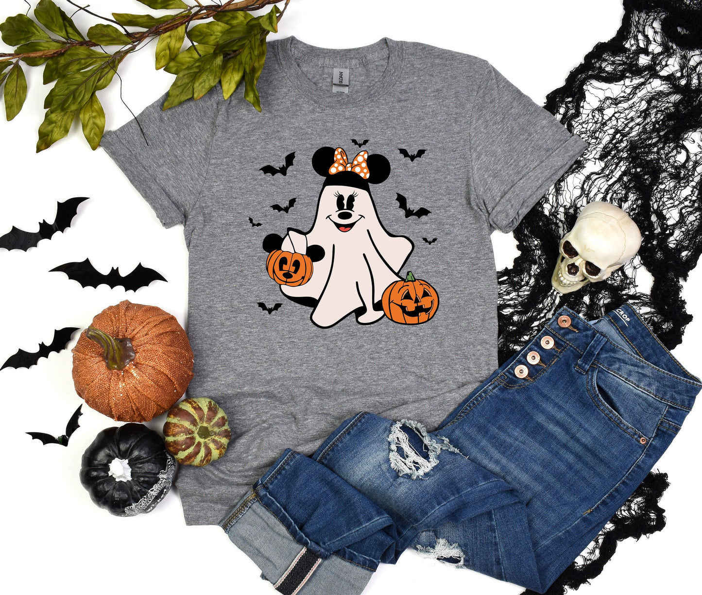 Disney Minnie Boo Ghost Halloween Shirt, Retro Minnie Spooky Season Tee, Halloween Pumpkin Shirt, Minnie Pumpkin T-Shirt