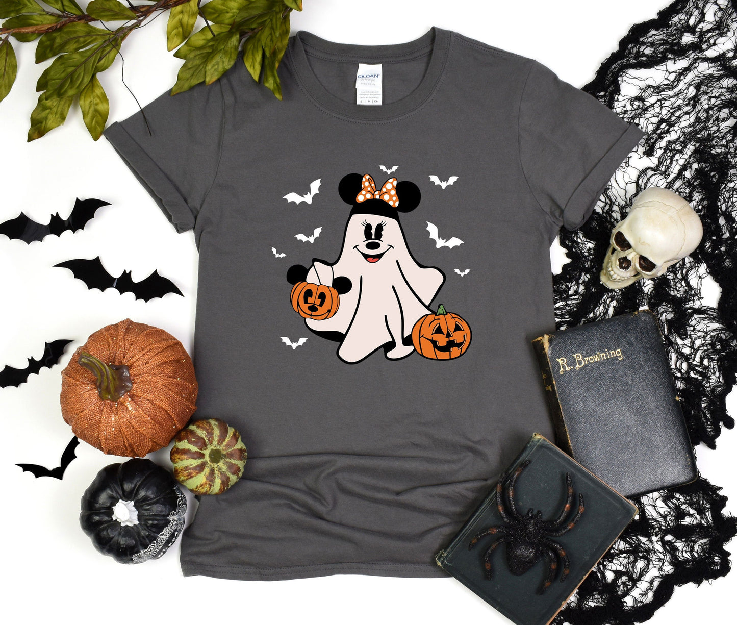 Disney Minnie Boo Ghost Halloween Shirt, Retro Minnie Spooky Season Tee, Halloween Pumpkin Shirt, Minnie Pumpkin T-Shirt