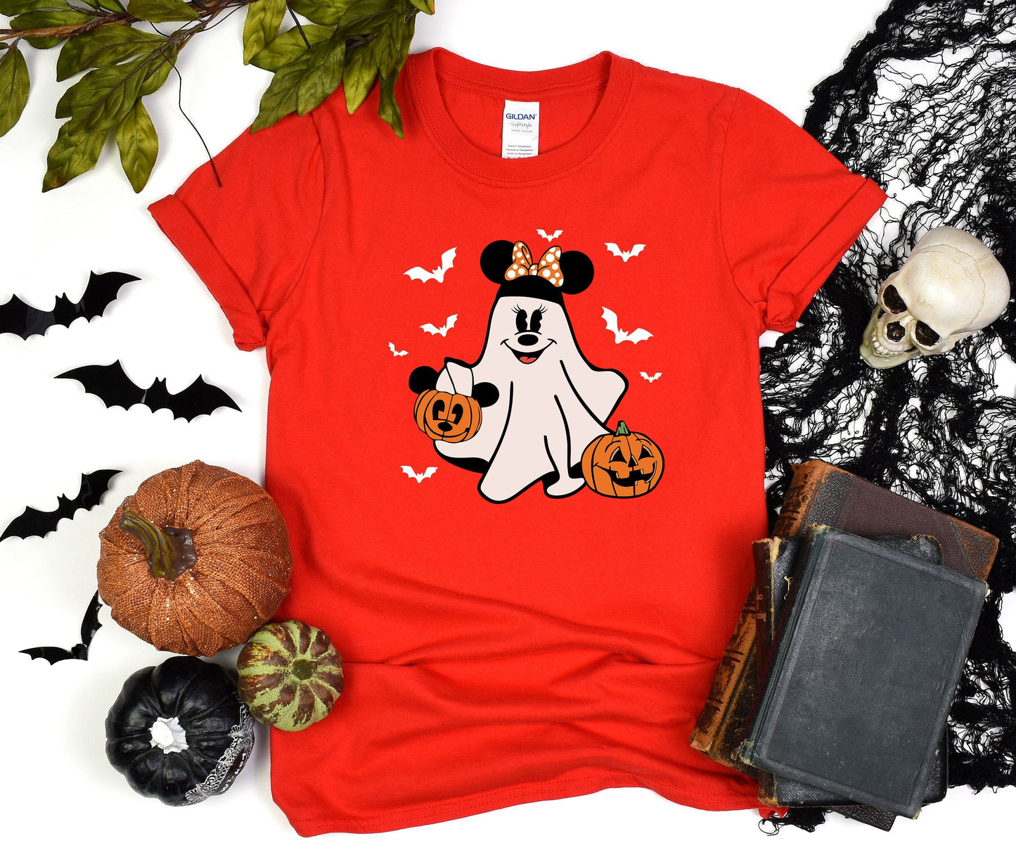 Disney Minnie Boo Ghost Halloween Shirt, Retro Minnie Spooky Season Tee, Halloween Pumpkin Shirt, Minnie Pumpkin T-Shirt