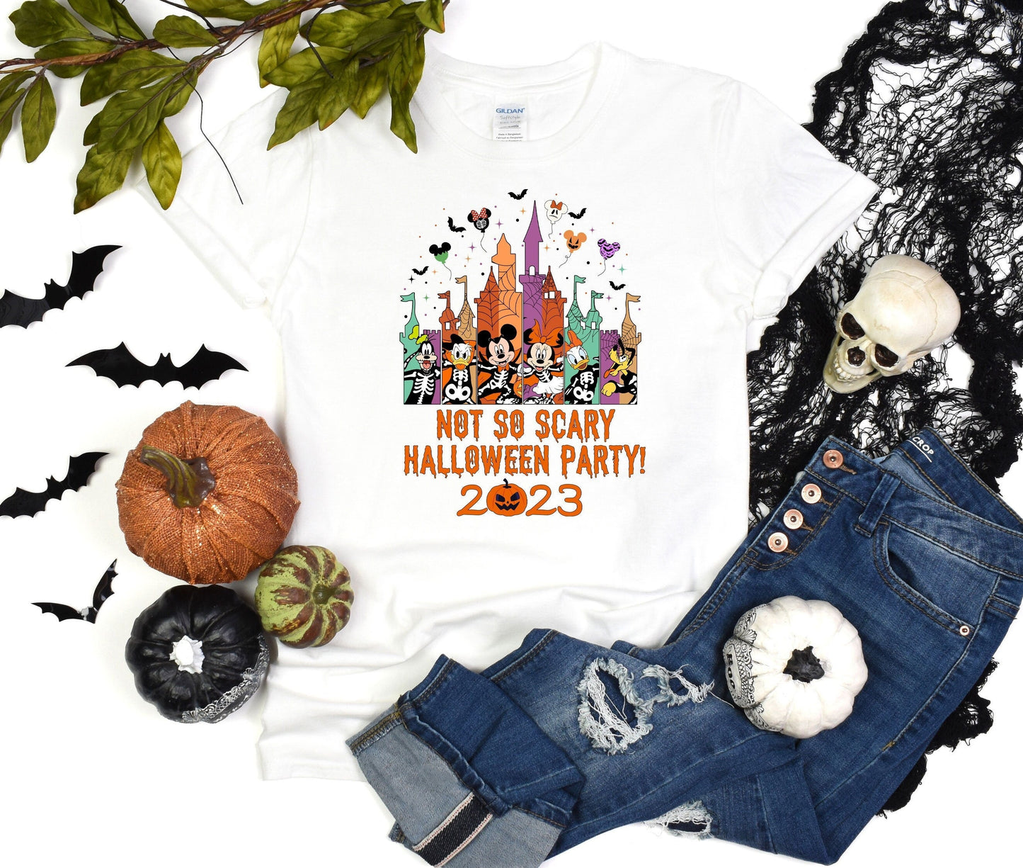 Disney World not so scary 2023 Tee, Minnie Halloween party shirt, Mickey friends Halloween Tee, Disney Castle T-Shirt, Disney Halloween Tee