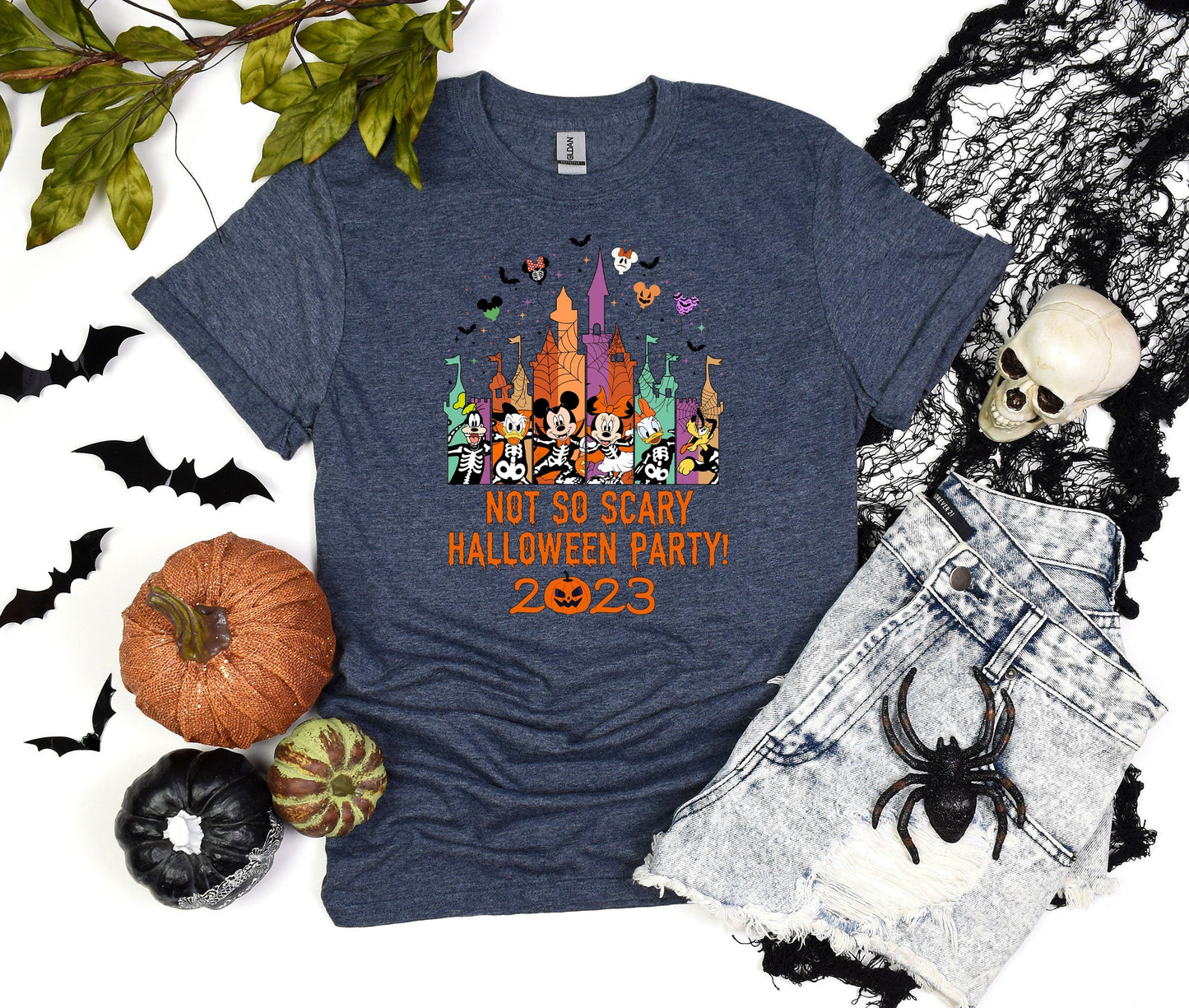 Disney World not so scary 2023 Tee, Minnie Halloween party shirt, Mickey friends Halloween Tee, Disney Castle T-Shirt, Disney Halloween Tee