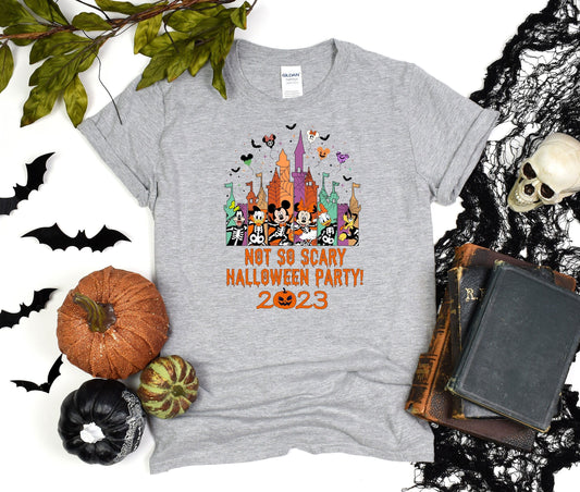 Disney World not so scary 2023 Tee, Minnie Halloween party shirt, Mickey friends Halloween Tee, Disney Castle T-Shirt, Disney Halloween Tee