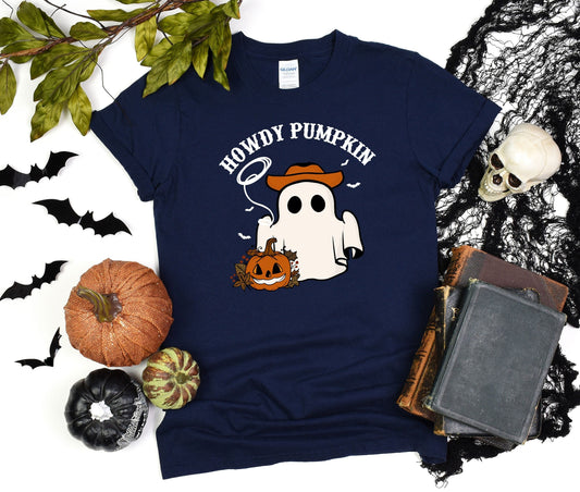 Howdy Pumpkin Country Shirt, Cowboy Ghost Tshirt, Western Halloween Shirt, Cute Spooky Shirt, Cowgirl Halloween, Halloween pumpkin Tee