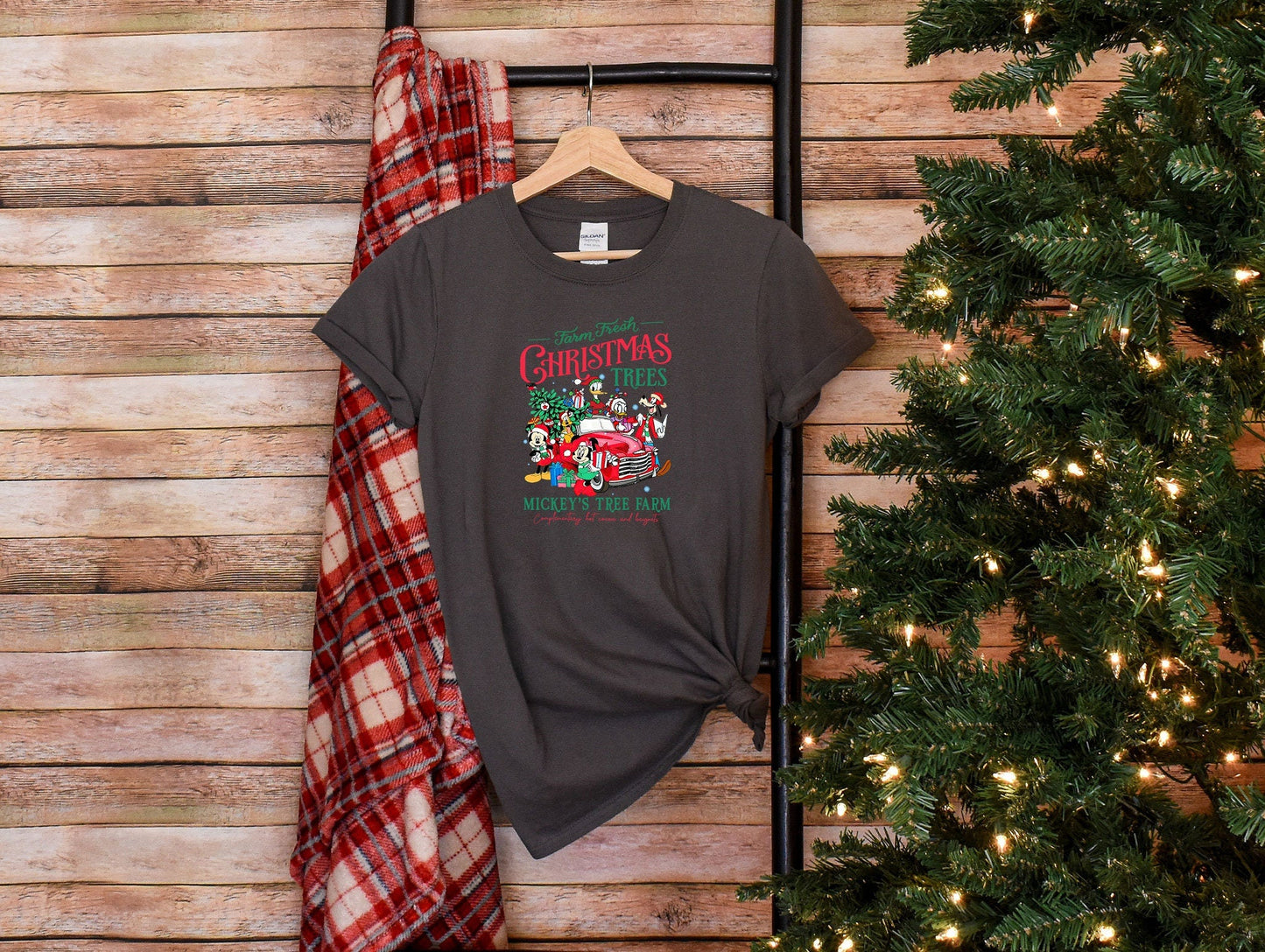 Farm Fresh Christmas Trees Shirt, Disneyland Christmas Shirt, Disney World Xmas T-Shirt, Mickey's Tree Farm Shirt, Disney Characters Tee