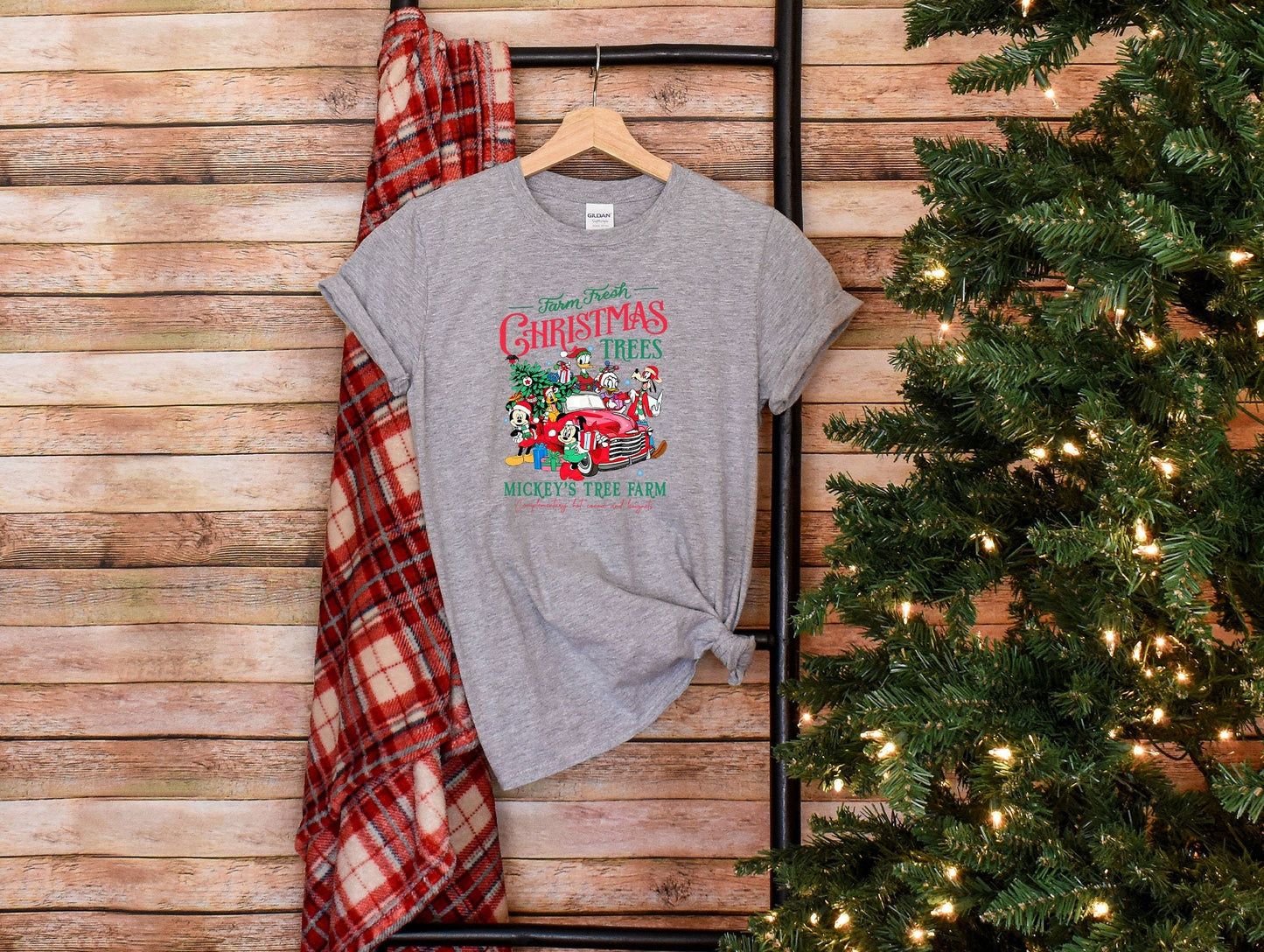 Farm Fresh Christmas Trees Shirt, Disneyland Christmas Shirt, Disney World Xmas T-Shirt, Mickey's Tree Farm Shirt, Disney Characters Tee