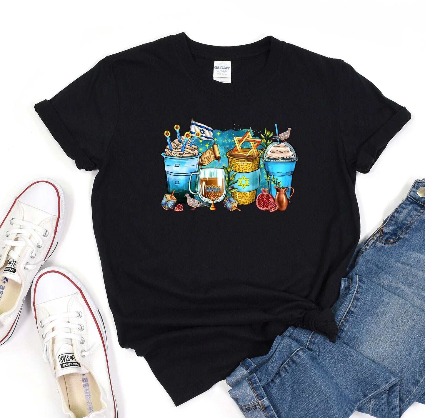 Hanukkah T-Shirt, Matching Family Chanukah Jewish Holiday Shirt, Support Israel Shirt, Happy Hanukkah Tee, Menorah Nes Gadol Family Tee