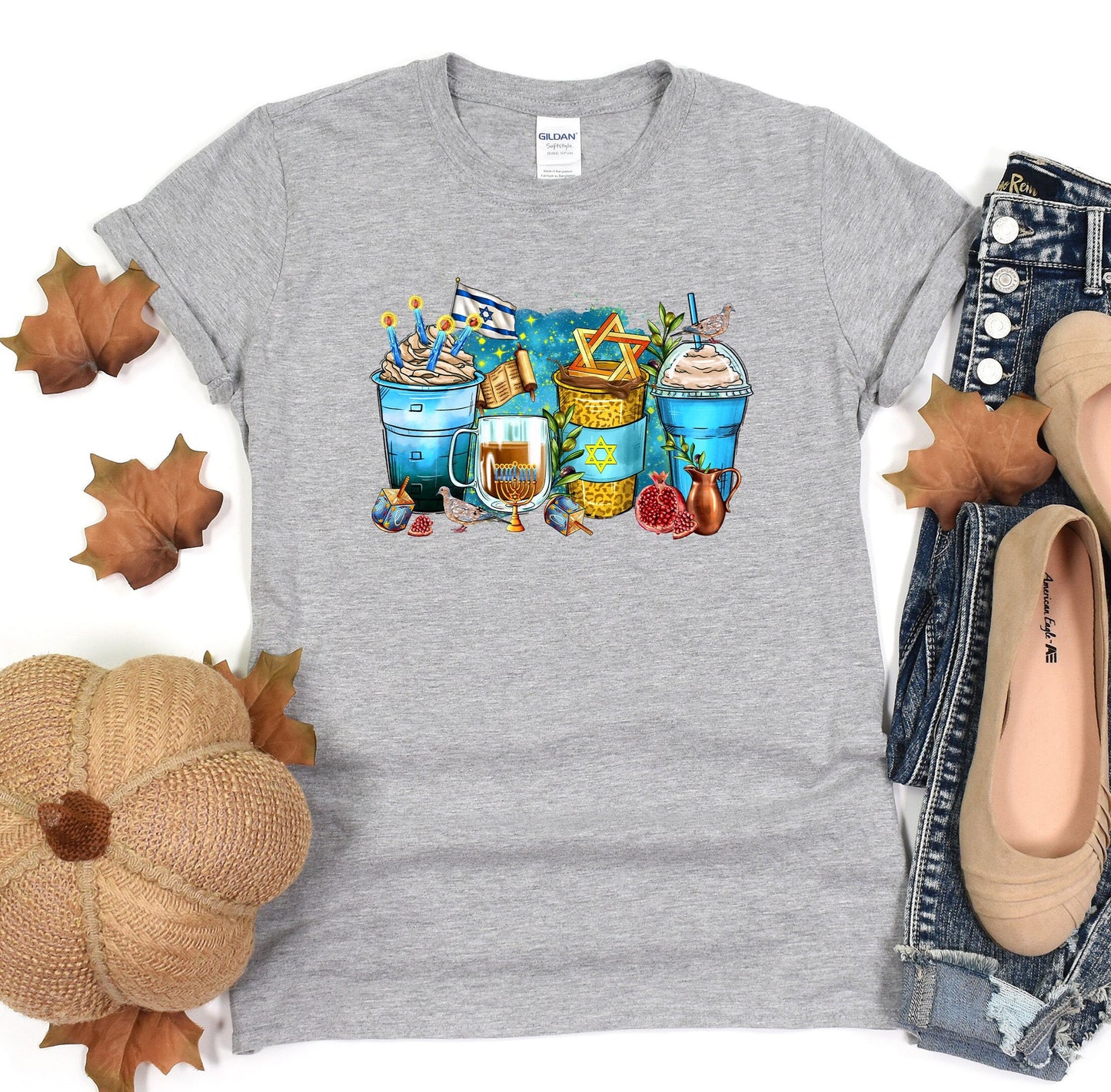 Hanukkah T-Shirt, Matching Family Chanukah Jewish Holiday Shirt, Support Israel Shirt, Happy Hanukkah Tee, Menorah Nes Gadol Family Tee