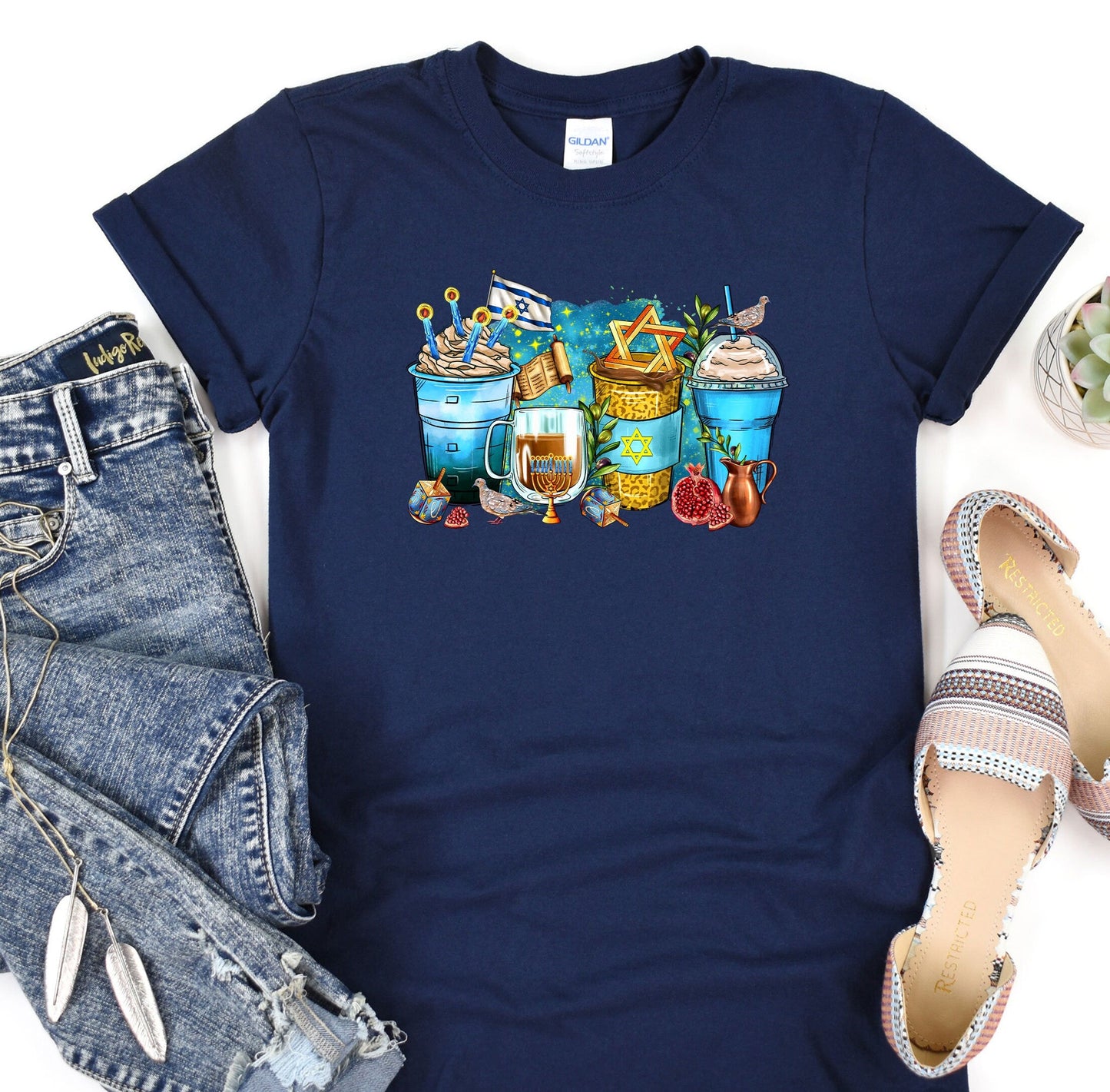 Hanukkah T-Shirt, Matching Family Chanukah Jewish Holiday Shirt, Support Israel Shirt, Happy Hanukkah Tee, Menorah Nes Gadol Family Tee