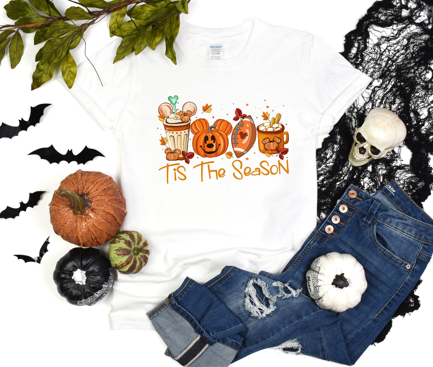Mickey Ears Disney Halloween Coffee Tis The Season Shirt, Disney 2023 Halloween T-Shirt, Disney Fall Thanksgiving Pumpkin Latte Gift Tee,