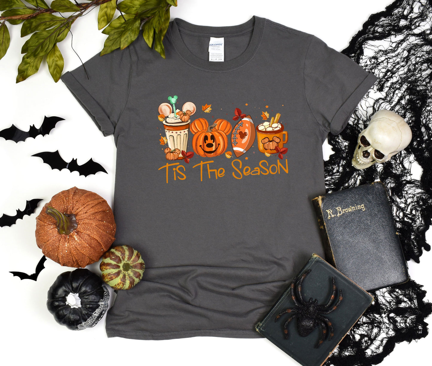 Mickey Ears Disney Halloween Coffee Tis The Season Shirt, Disney 2023 Halloween T-Shirt, Disney Fall Thanksgiving Pumpkin Latte Gift Tee,