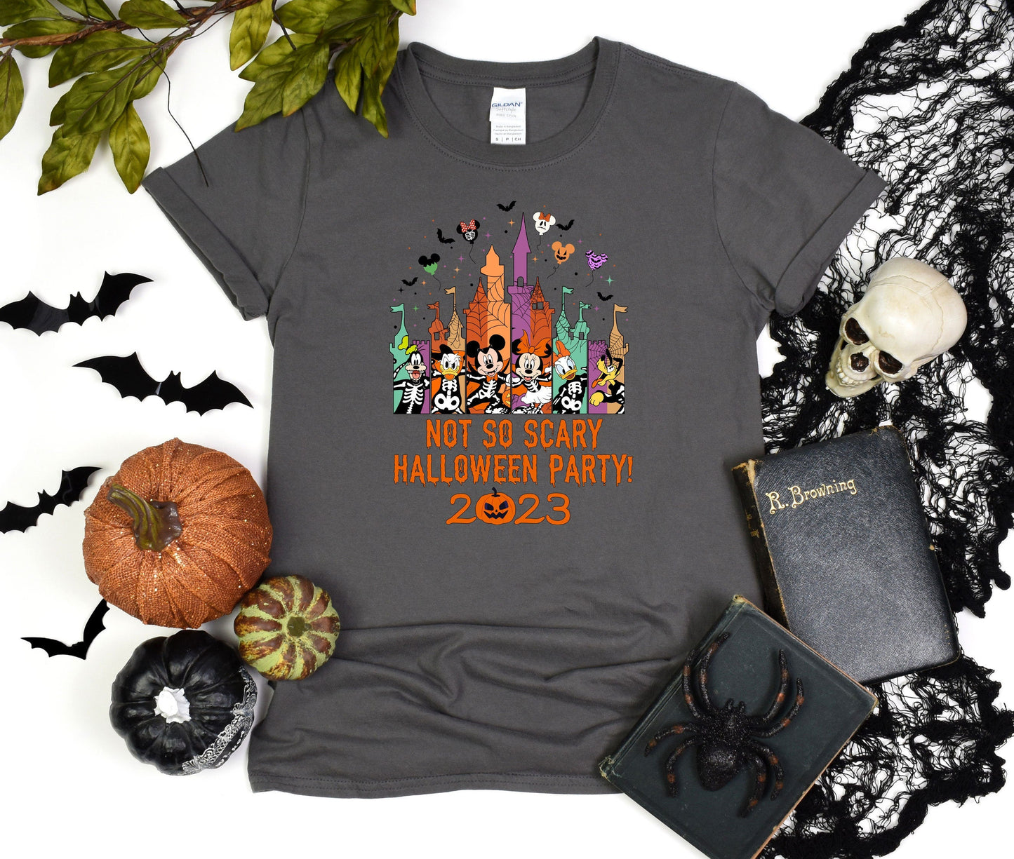 Disney World not so scary 2023 Tee, Minnie Halloween party shirt, Mickey friends Halloween Tee, Disney Castle T-Shirt, Disney Halloween Tee